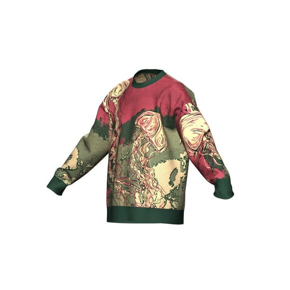 Jellyfish Unisex Jacquard Crewneck Knitted Sweater Relaxed Fit - Picture 6 of 8